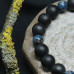 Браслет "Отблески грозы" из матового черного турмалина и кобальтово-синей шпинели