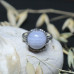 Серебряное кольцо с голубым агатом и фактурой "Лунная поверхность"