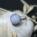Серебряное кольцо с голубым агатом и фактурой "Лунная поверхность"
