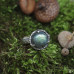 Серебряное кольцо с зеленовато-голубым лабрадором и фактурой "Лунная поверхность"