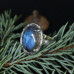 Серебряное кольцо "Кора магического древа" с синим лабрадором