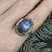 Серебряное кольцо "Кора магического древа" с синим лабрадором